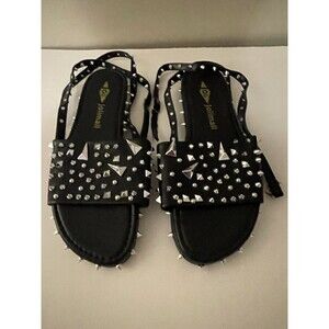 jolimall Oli Gladiator Sandles Black Size 10 Chrome Studded